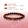 Evolvegem "Earth's Harmony Power" Tiger Eye Stone Red Jasper Bracelet