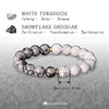 Evolvegem "Glacial Echo" White Turquoise Snowflake Obsidian Bracelet