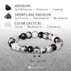 Evolvegem "Igneous Prism" Obsidian Clear Crystal Snowflake Obsidian Bracelet