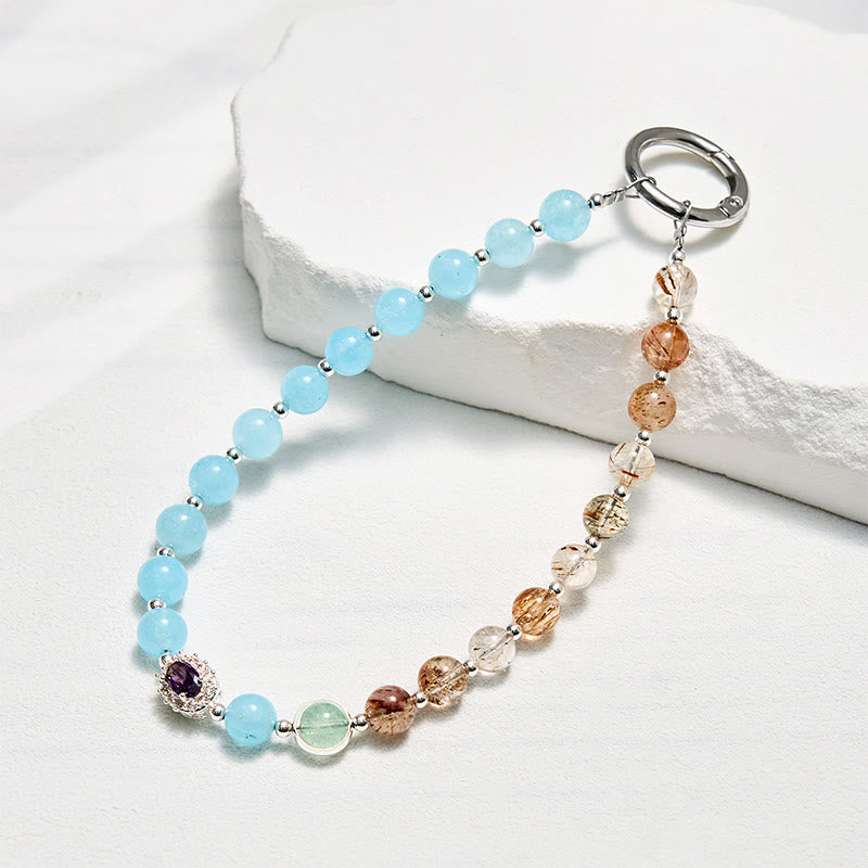 Evolvegem Vitality Blue Chalcedony Gemstone Beaded Phone Strap