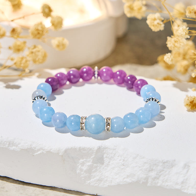 Evolvegem "Tide & Bloom" Aquamarine & Lepidolite Calm Bracelet