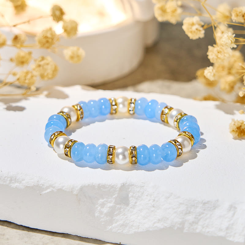 Evolvegem "Ocean Calm" Aquamarine & Pearl Inner-Peace Bracelet