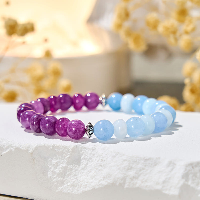 Evolvegem "Luna Mist" Aquamarine & Amethyst Emotional Balance Bracelet