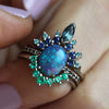 Evolvegem "Celestial Crown" Sapphire With Opal 3 - Piece Ring Set